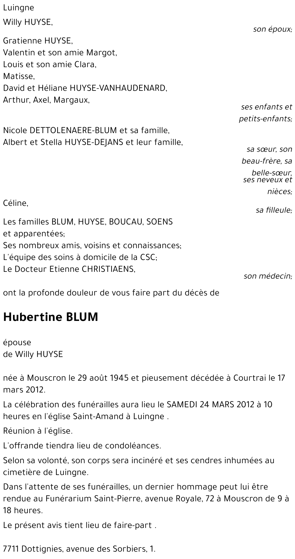 Hubertine BLUM