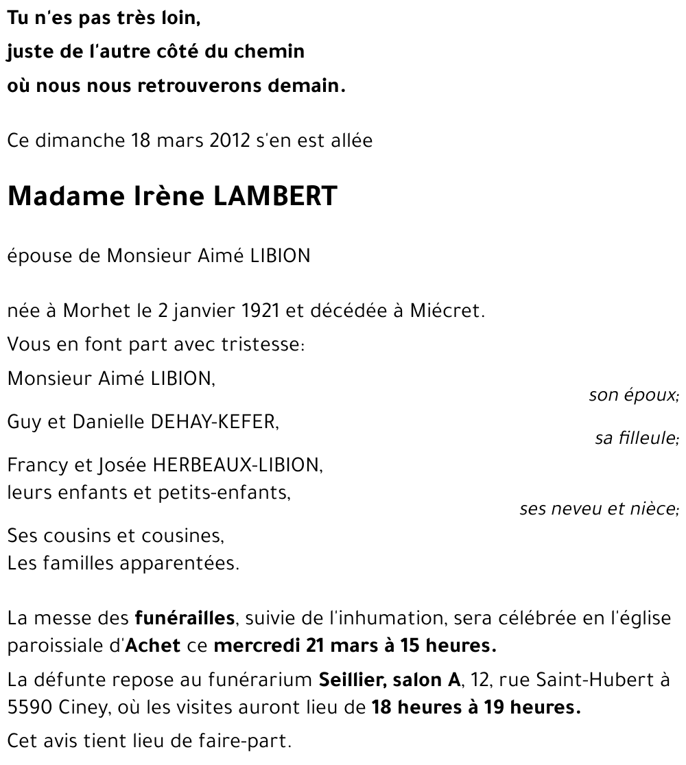 Irène LAMBERT