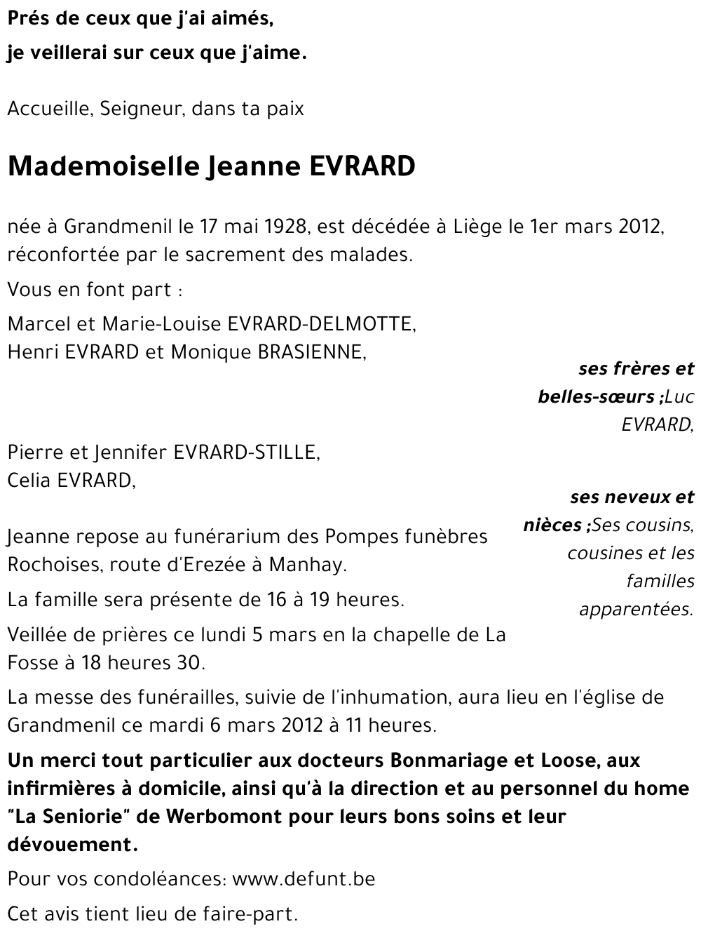 Jeanne EVRARD
