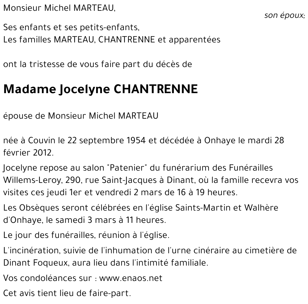 Jocelyne CHANTRENNE