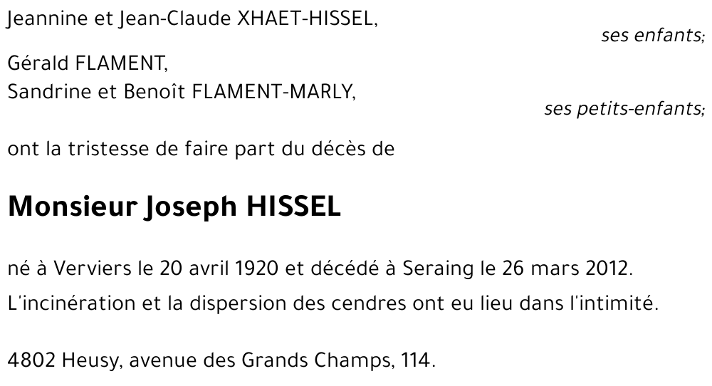 Joseph HISSEL