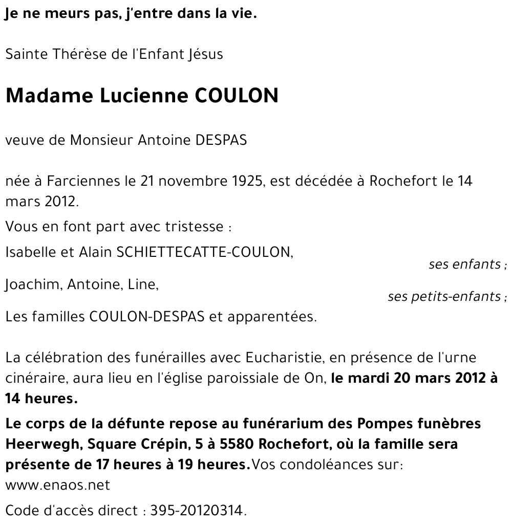 Lucienne COULON