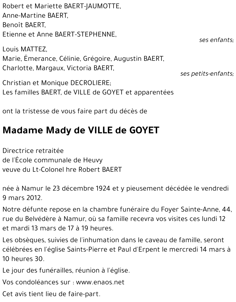 Madeleine de VILLE de GOYET