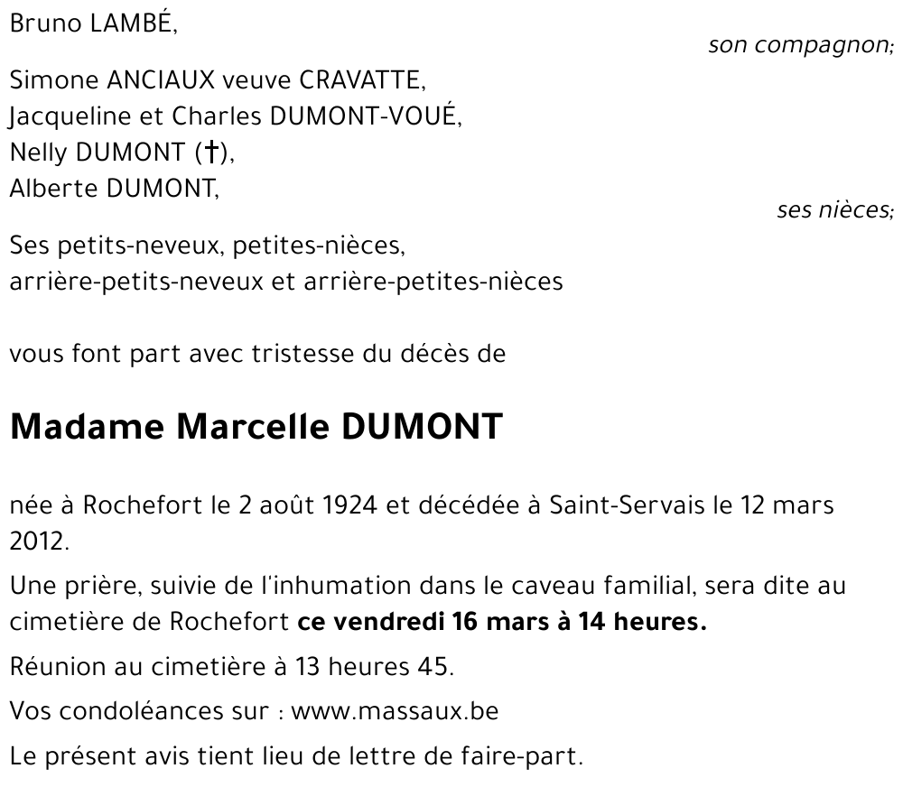 Marcelle DUMONT