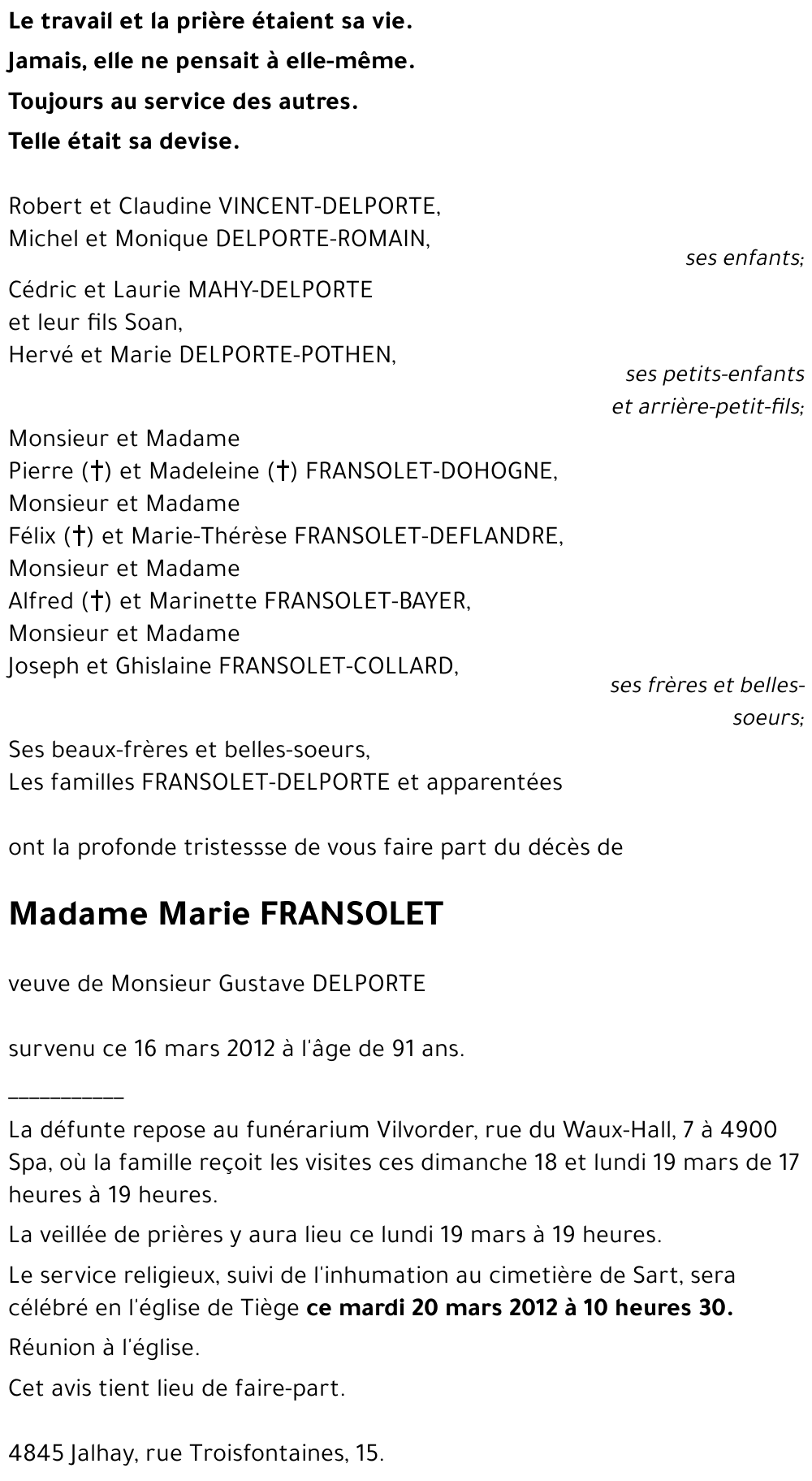 Marie FRANSOLET