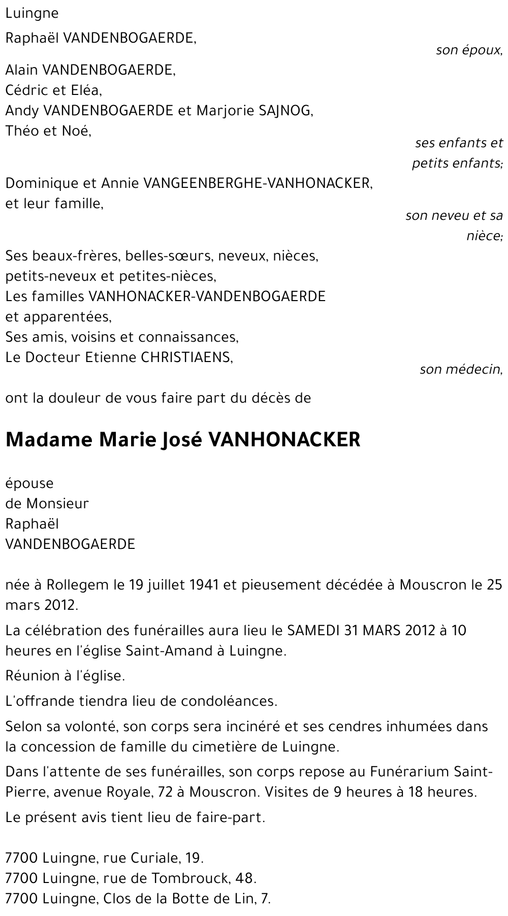 Marie José Vanhonacker