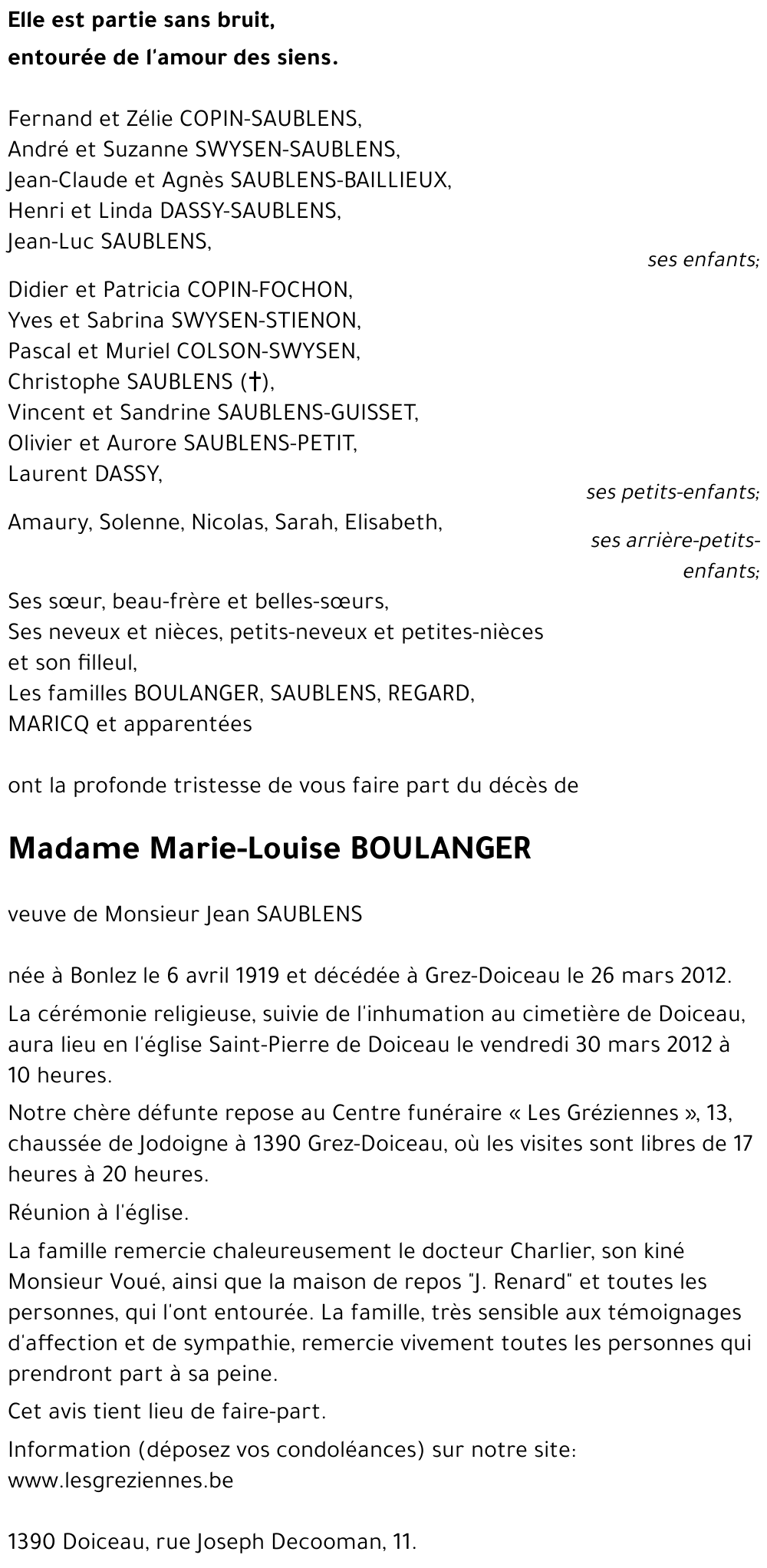 Marie-Louise BOULANGER