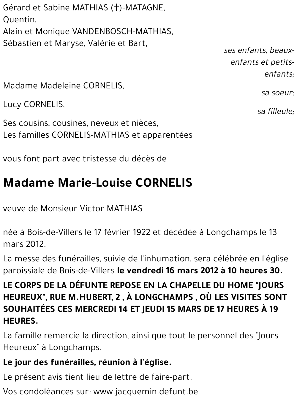 Marie-Louise CORNELIS