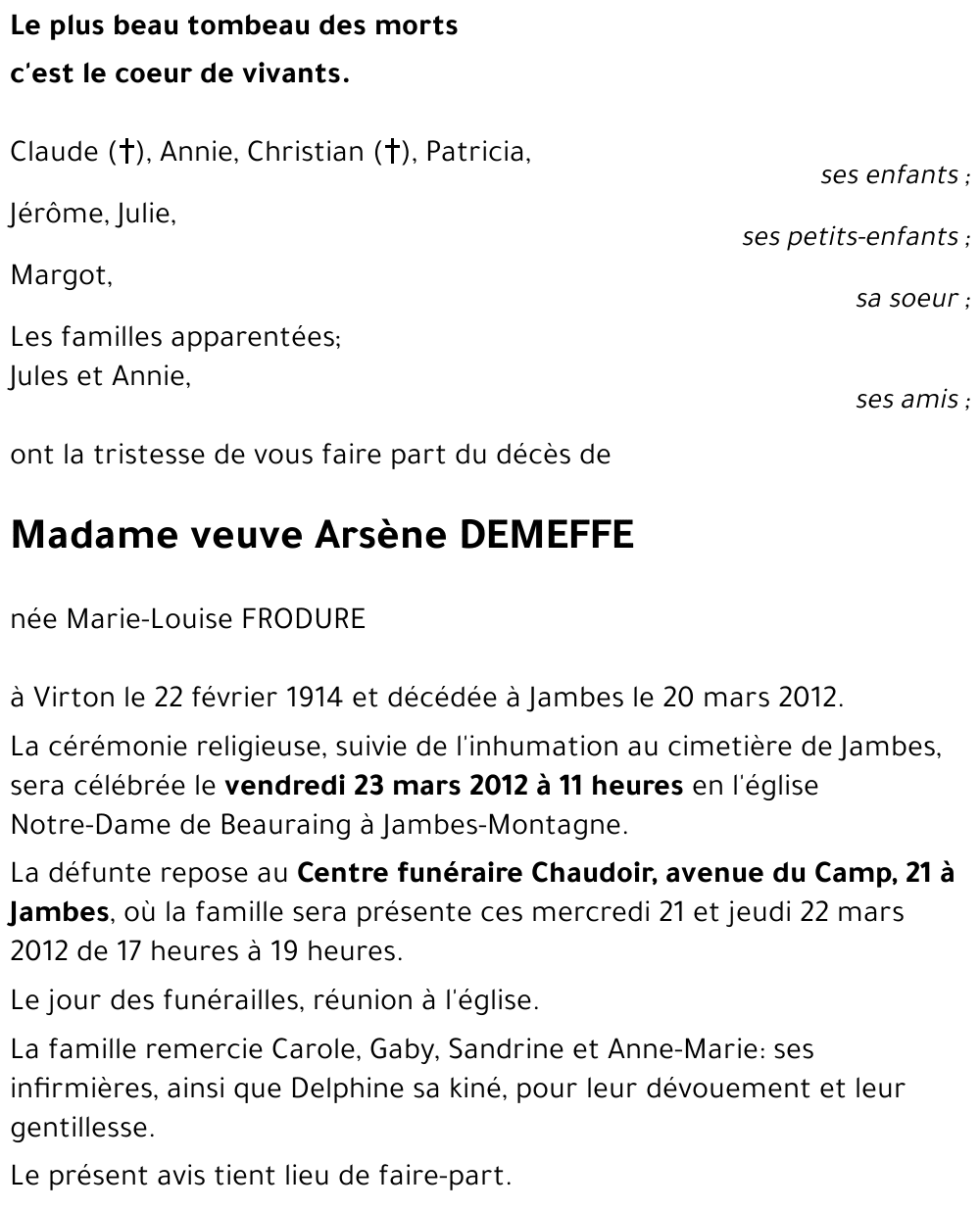 Marie-Louise FRODURE