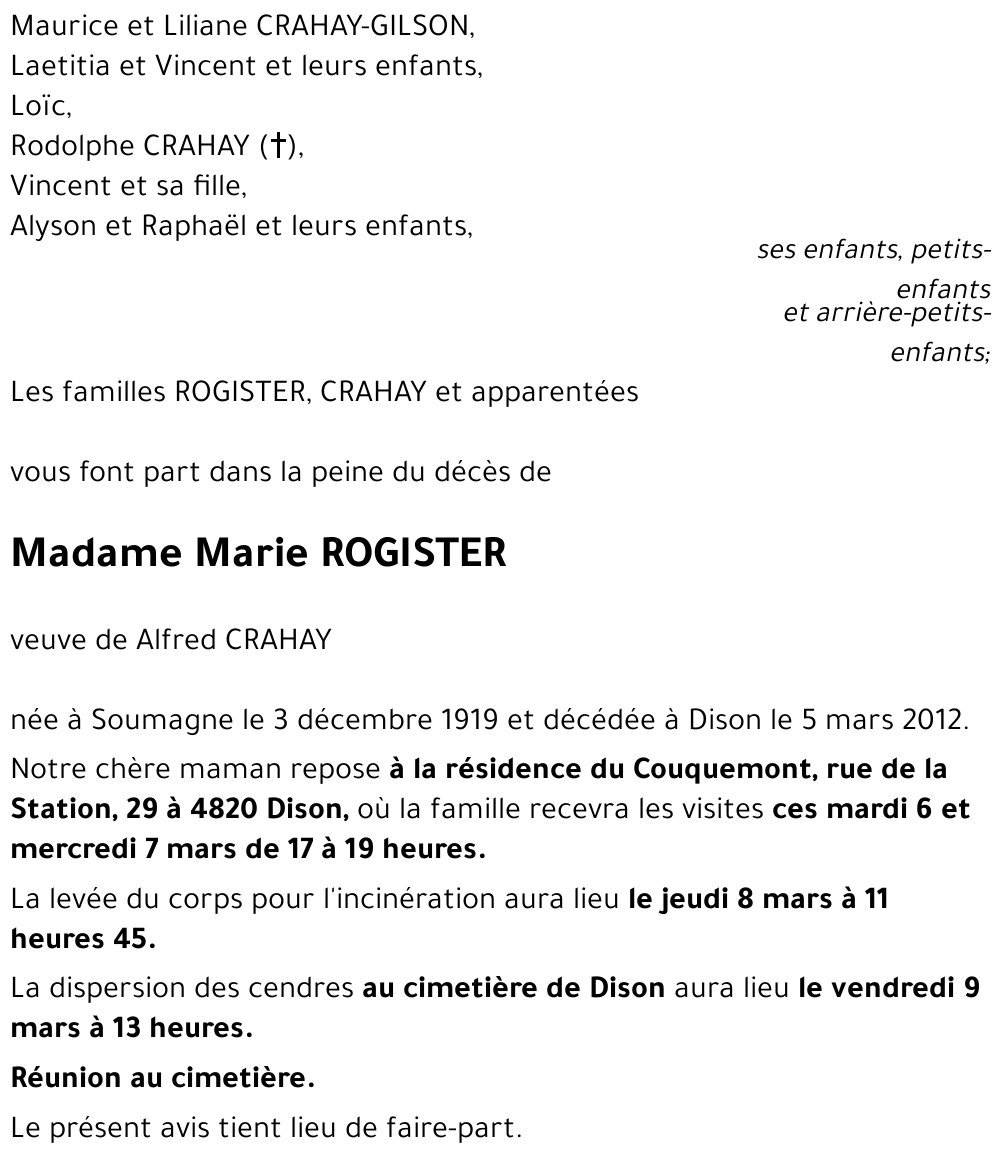 Marie ROGISTER