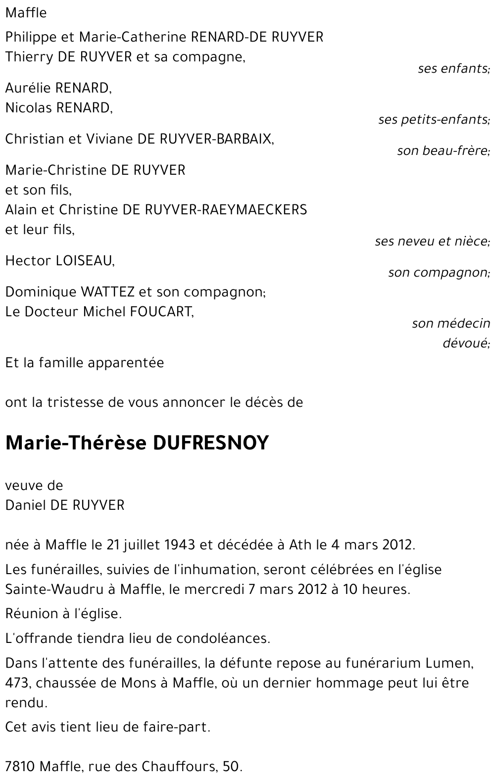 Marie-Thérèse DUFRESNOY