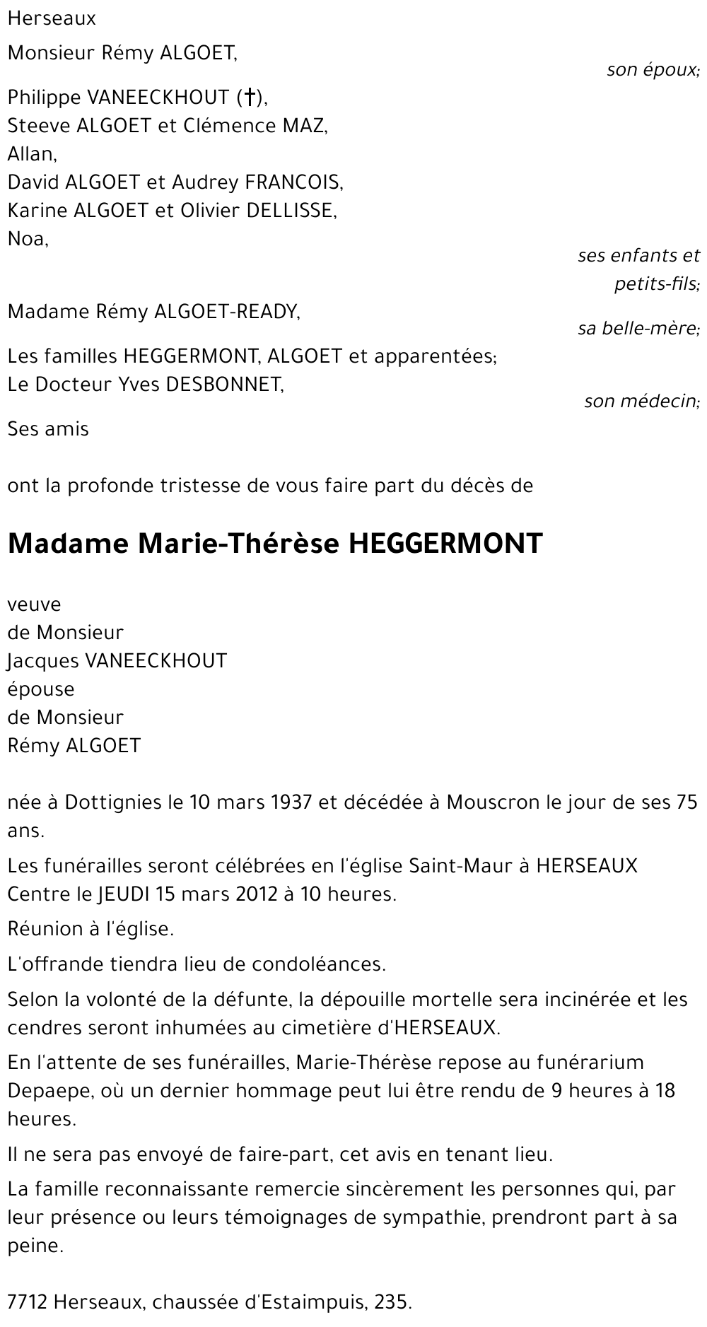 Marie-Thérèse HEGGERMONT