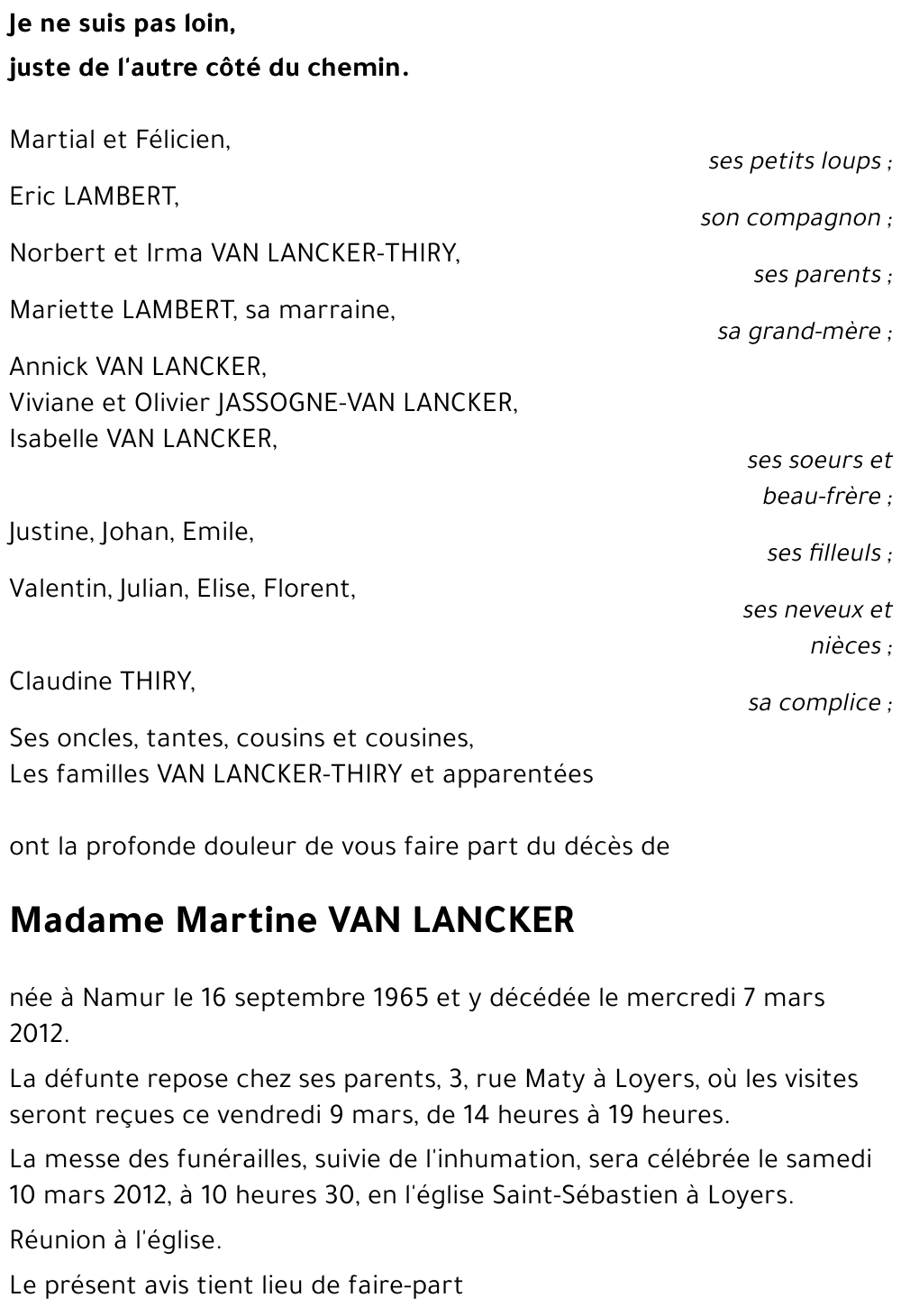 Martine VAN LANCKER