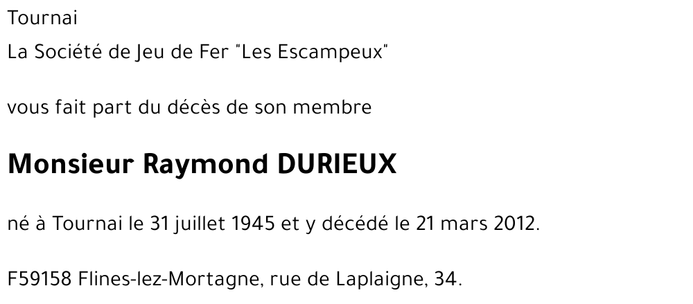 Raymond DURIEUX