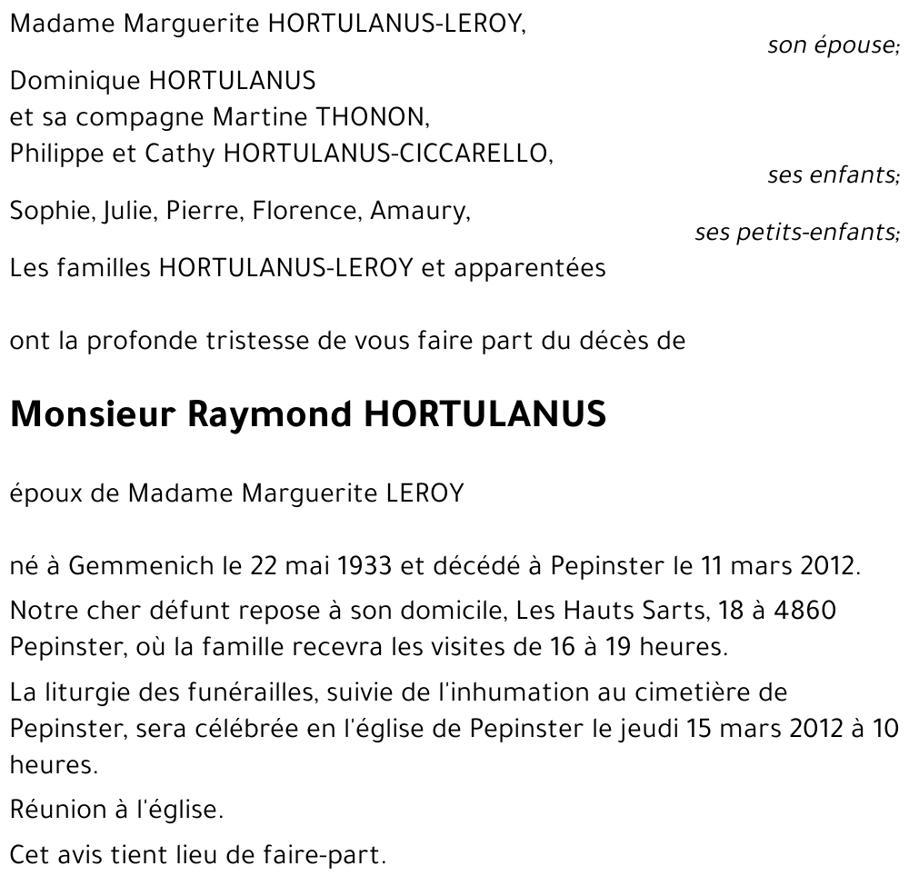 Raymond HORTULANUS