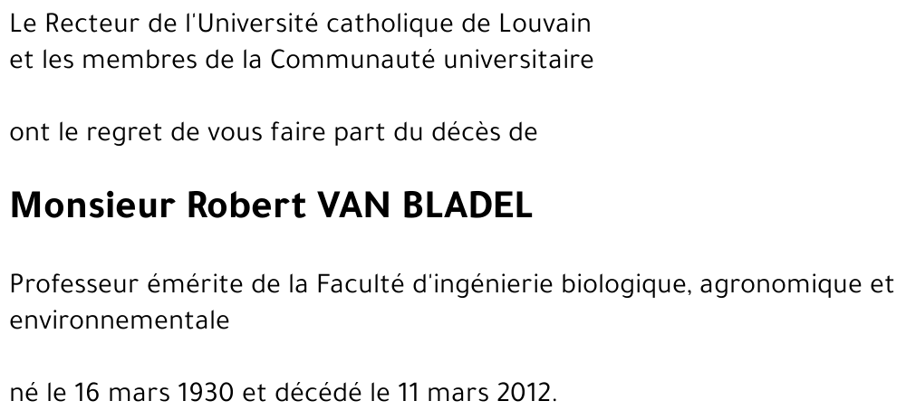 Robert VAN BLADEL