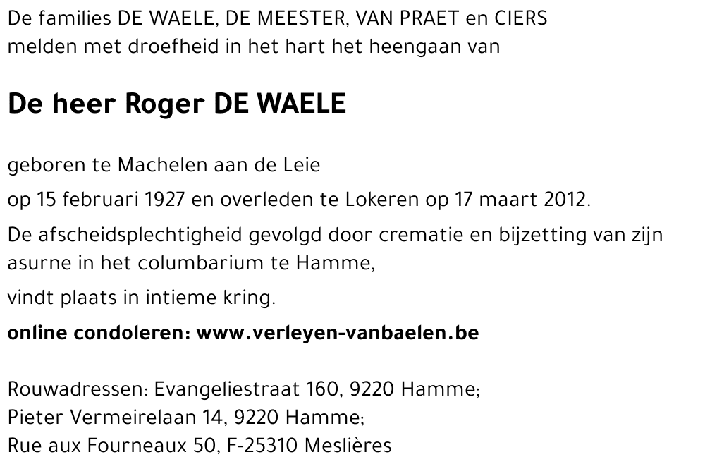 Roger DE WAELE