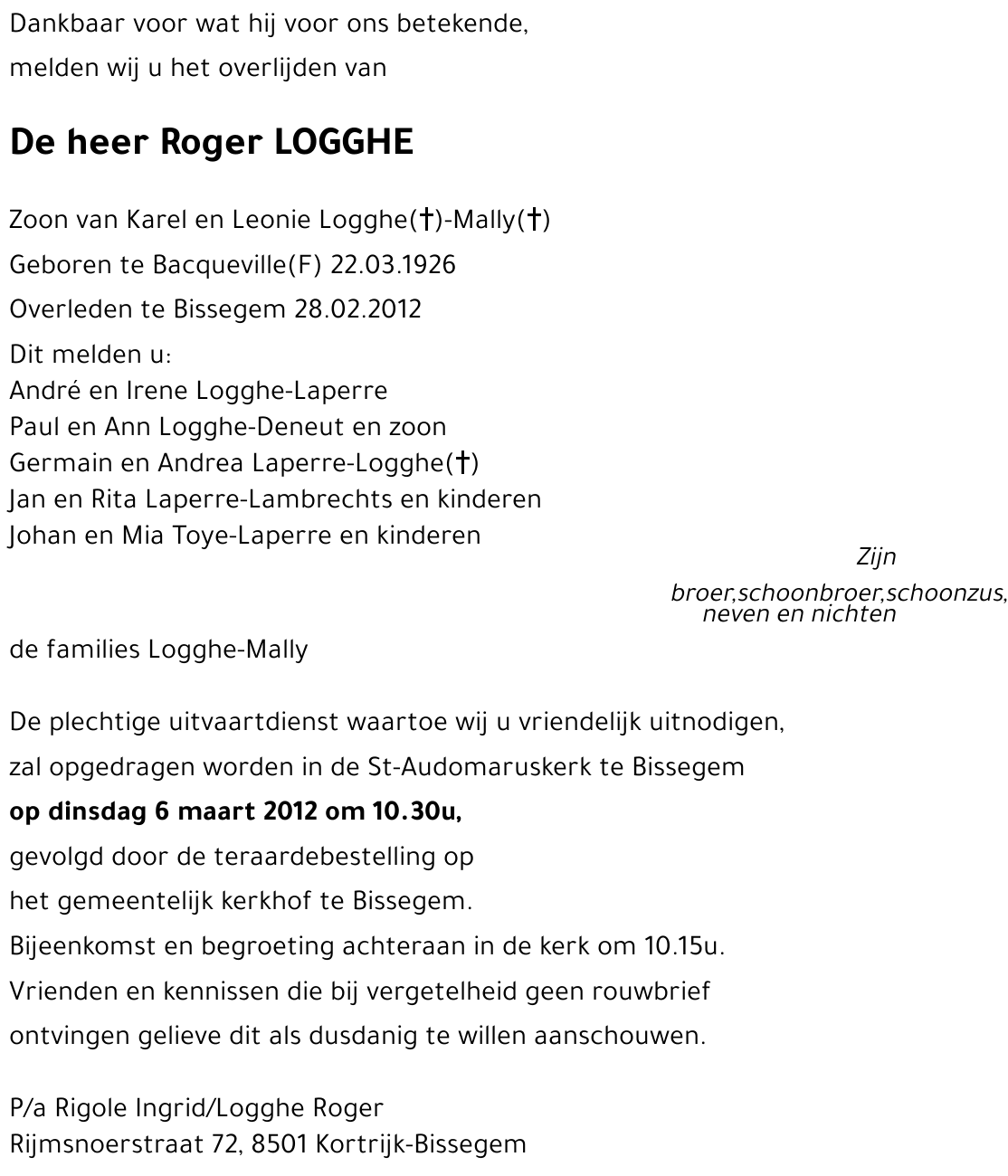 Roger LOGGHE