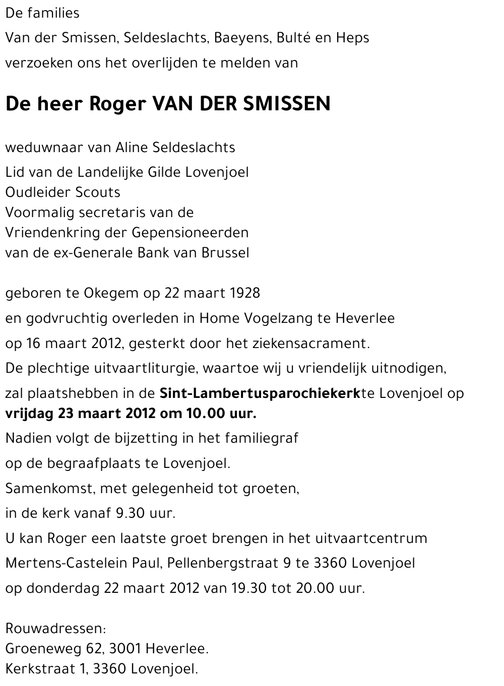 Roger VAN DER SMISSEN