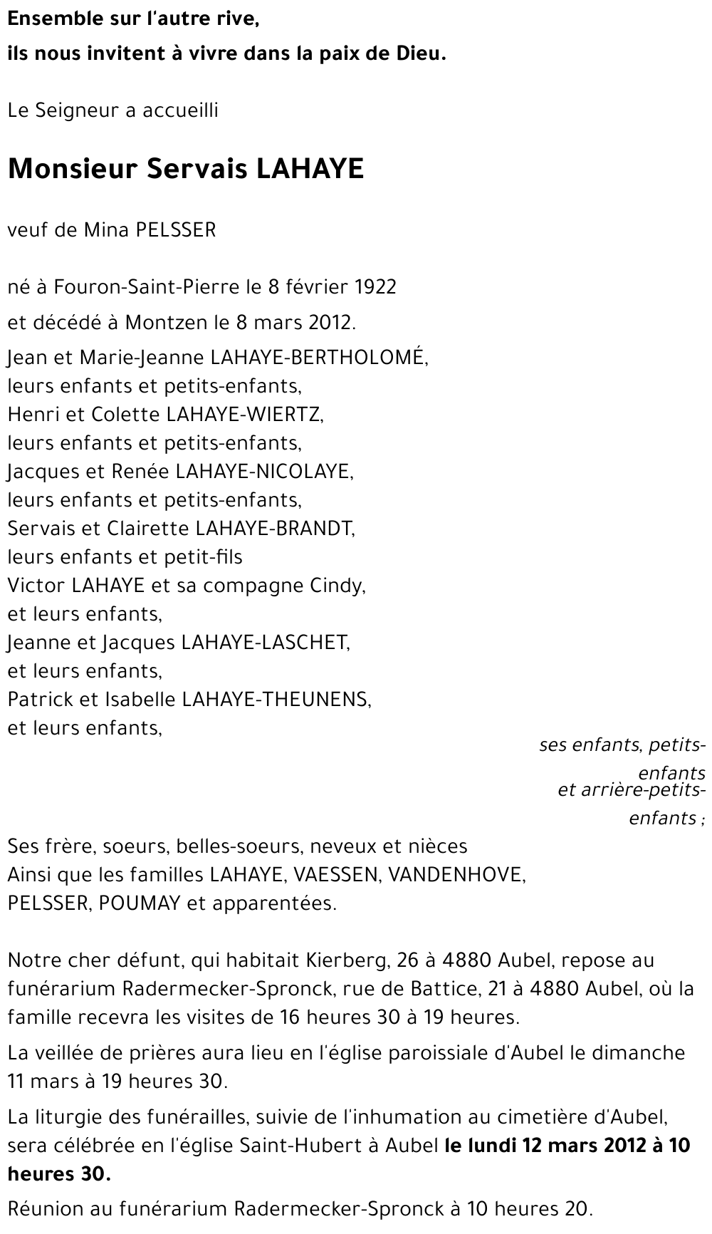 Servais LAHAYE