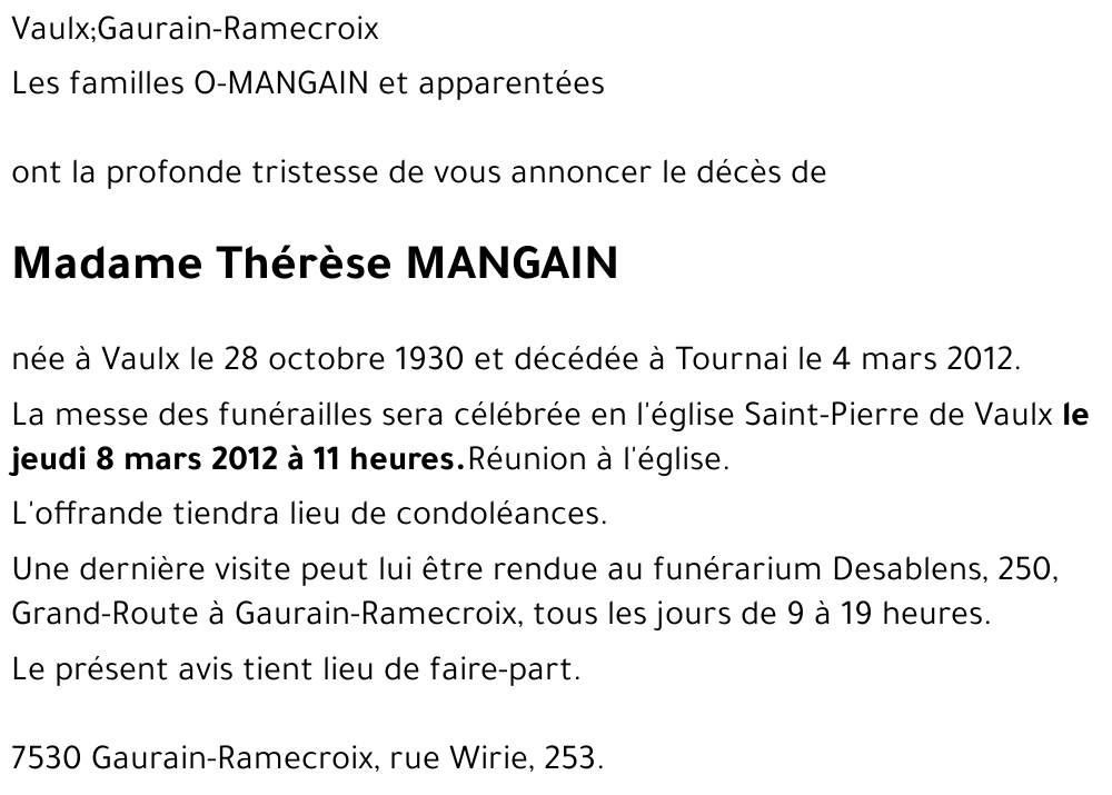 Thérèse MANGAIN