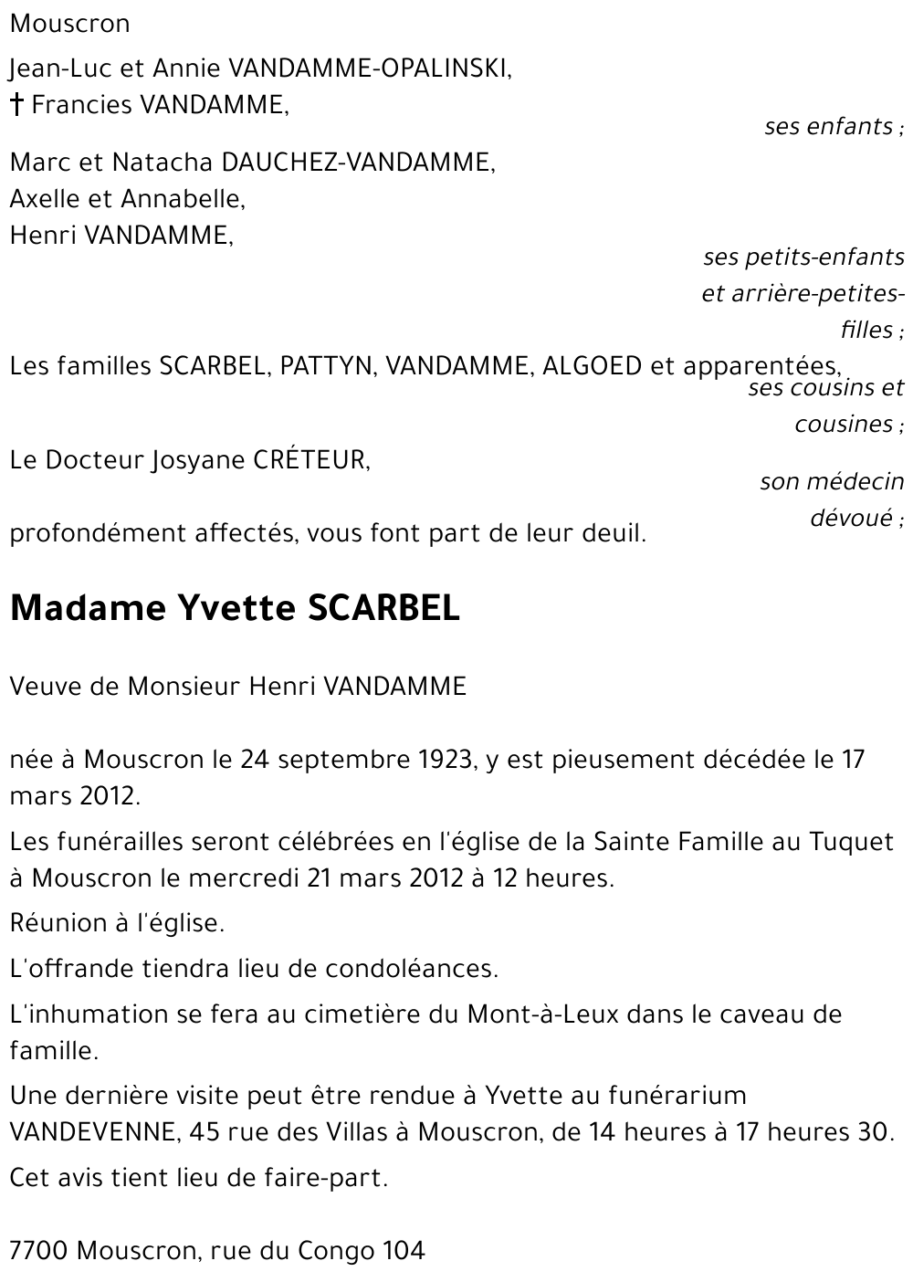 Yvette SCARBEL