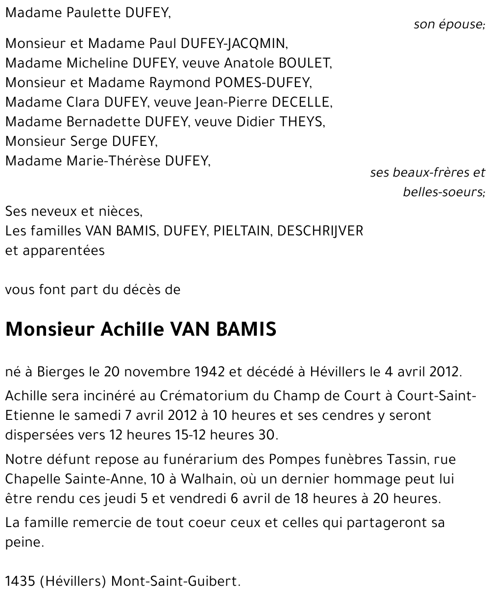 Achille VAN BAMIS