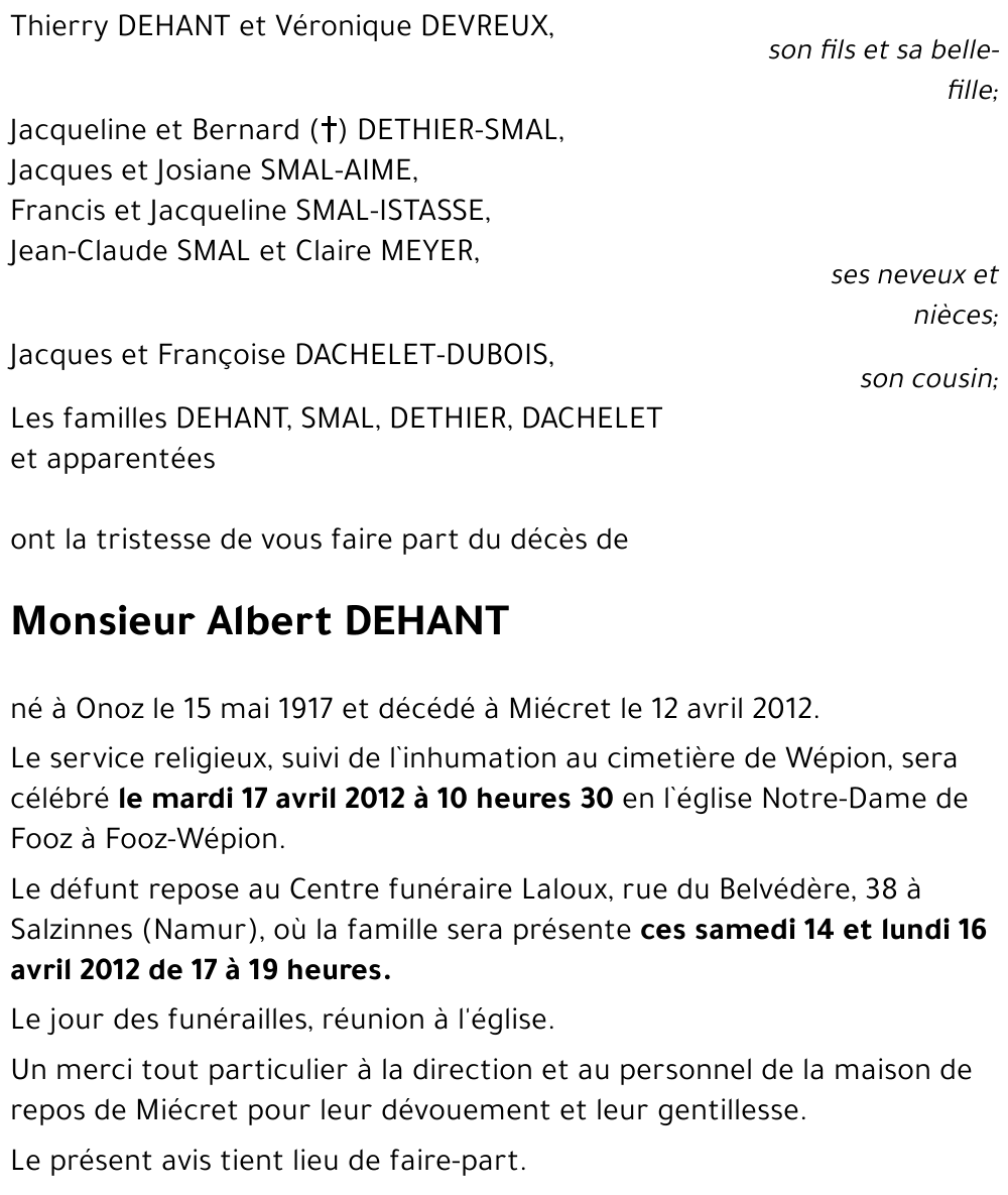 Albert DEHANT