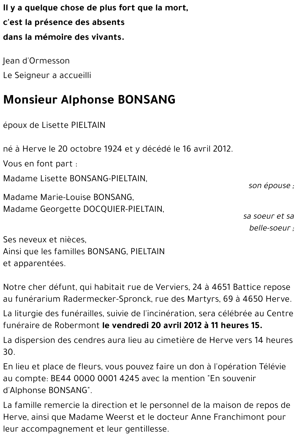 Alphonse BONSANG