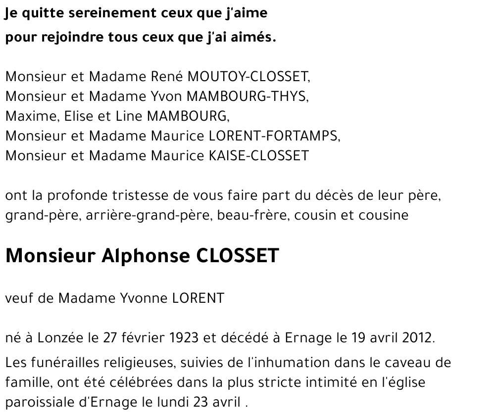 Alphonse CLOSSET