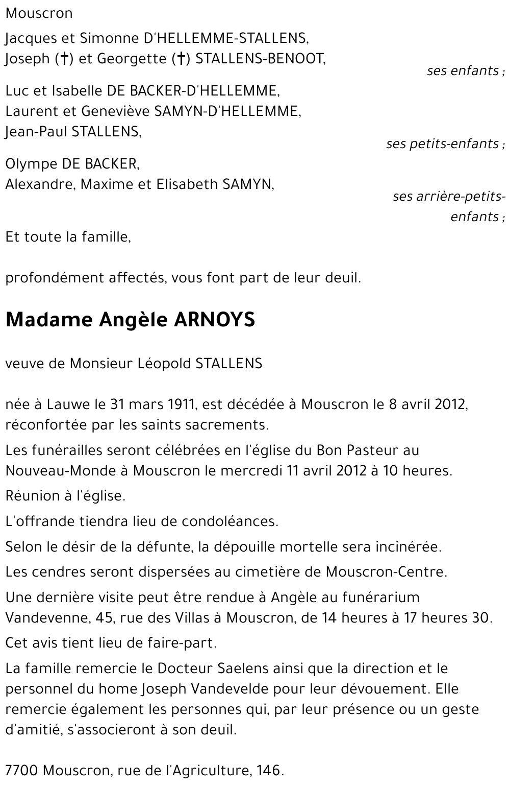 Angèle ARNOYS