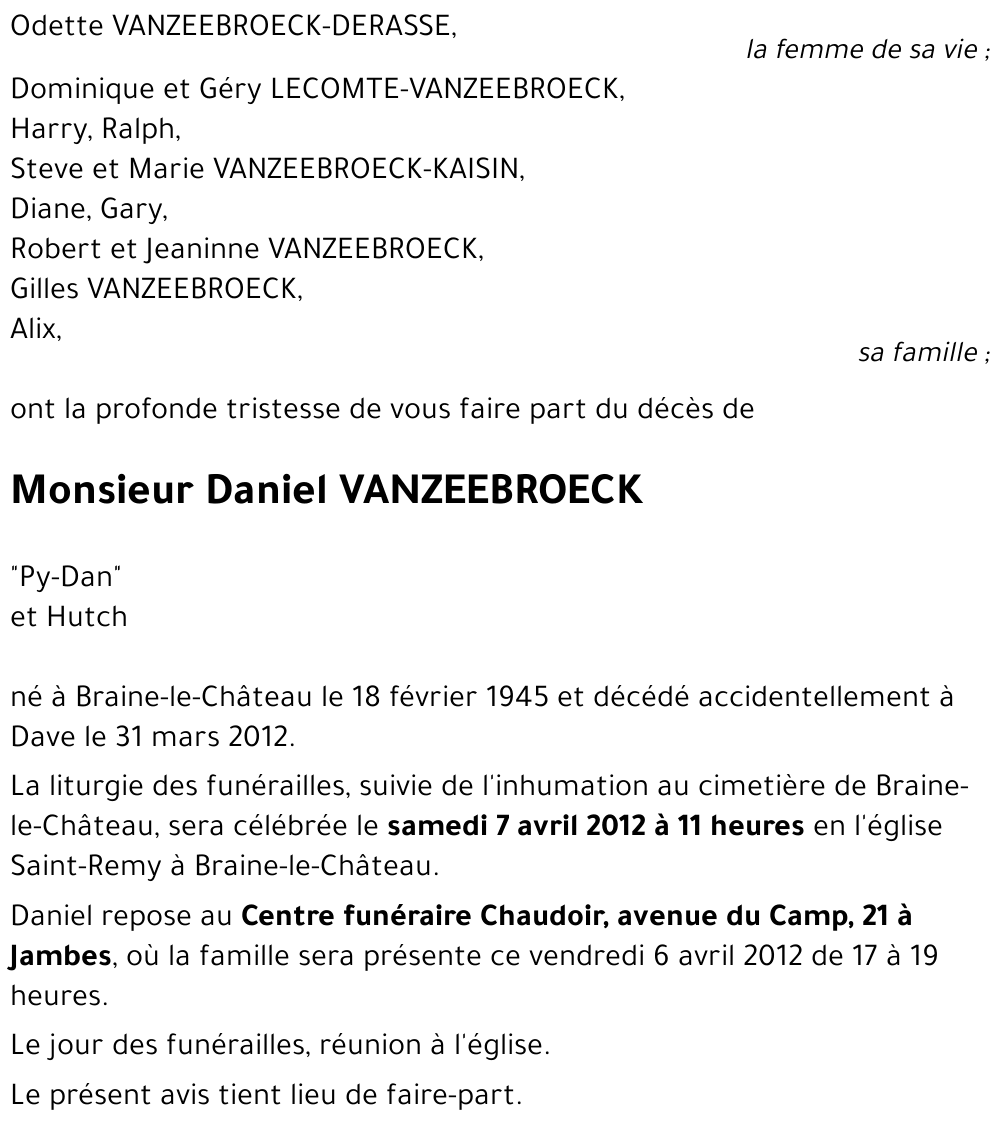 Daniel VANZEEBROECK