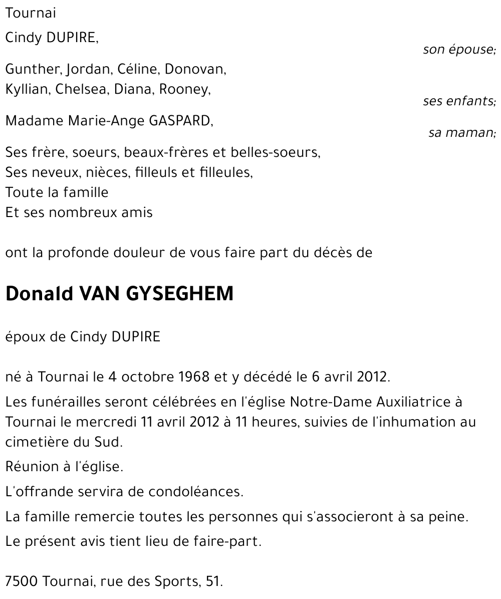 Donald VAN GYSEGHEM