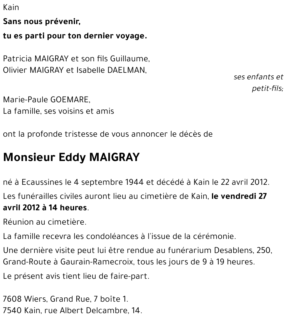 Eddy MAIGRAY