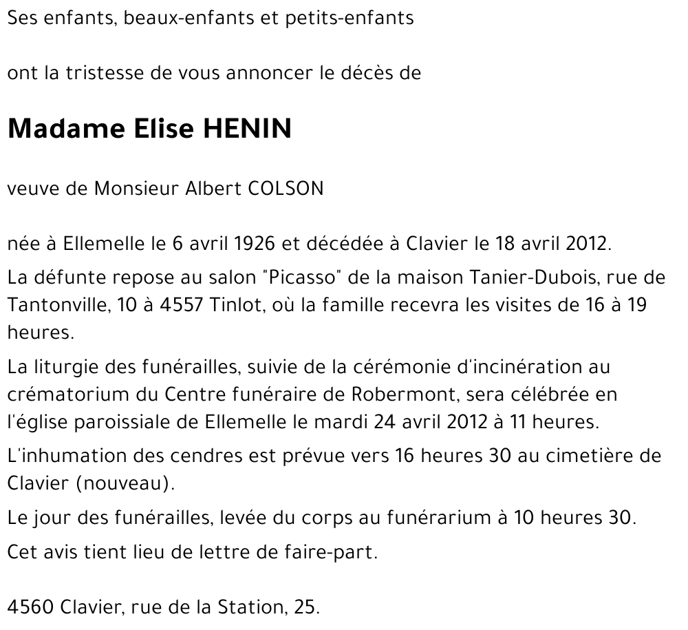 Elise HENIN