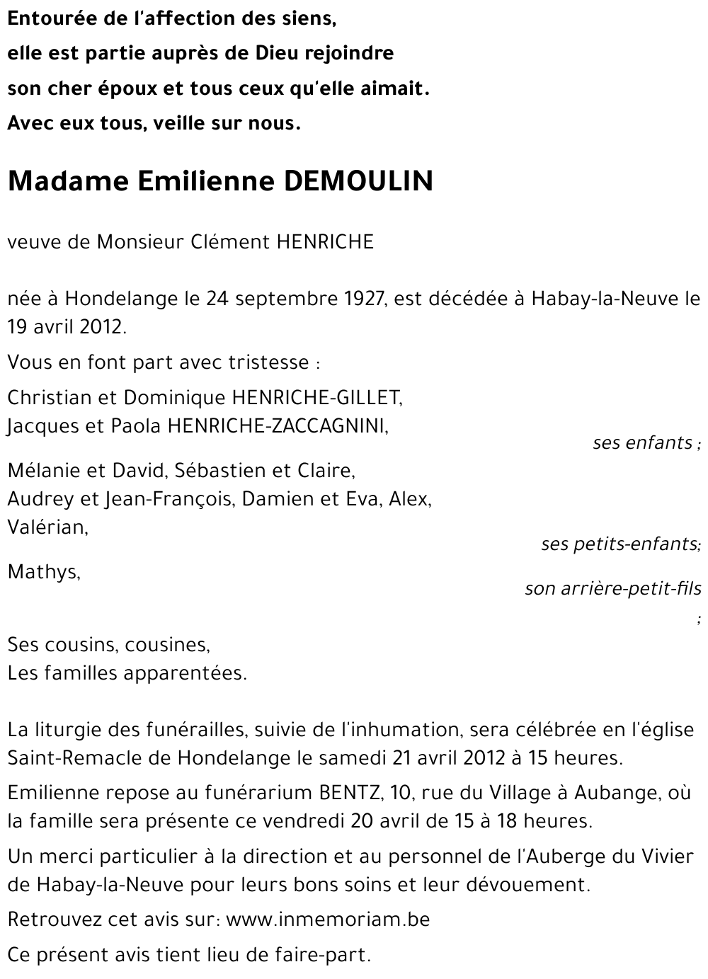 Emilienne DEMOULIN