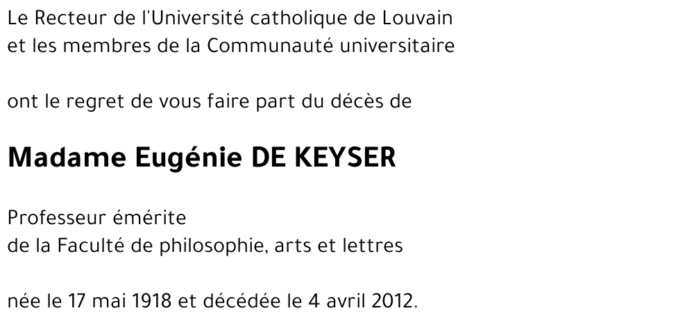 Eugénie DE KEYSER