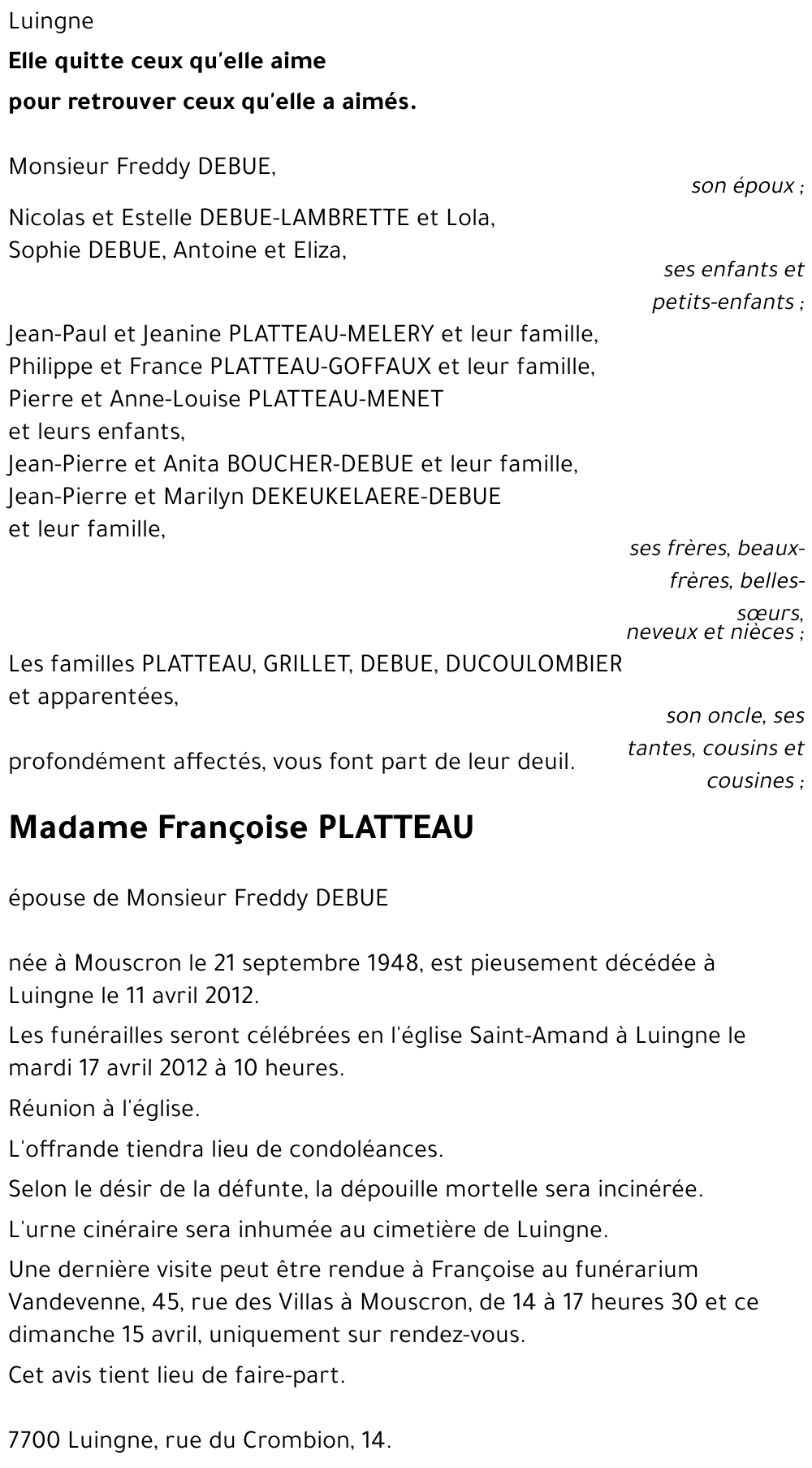 Françoise PLATTEAU