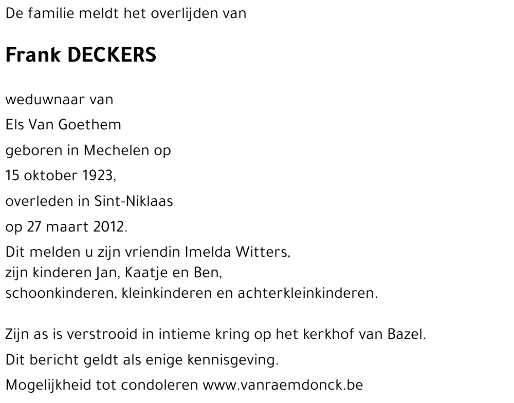 Frank DECKERS