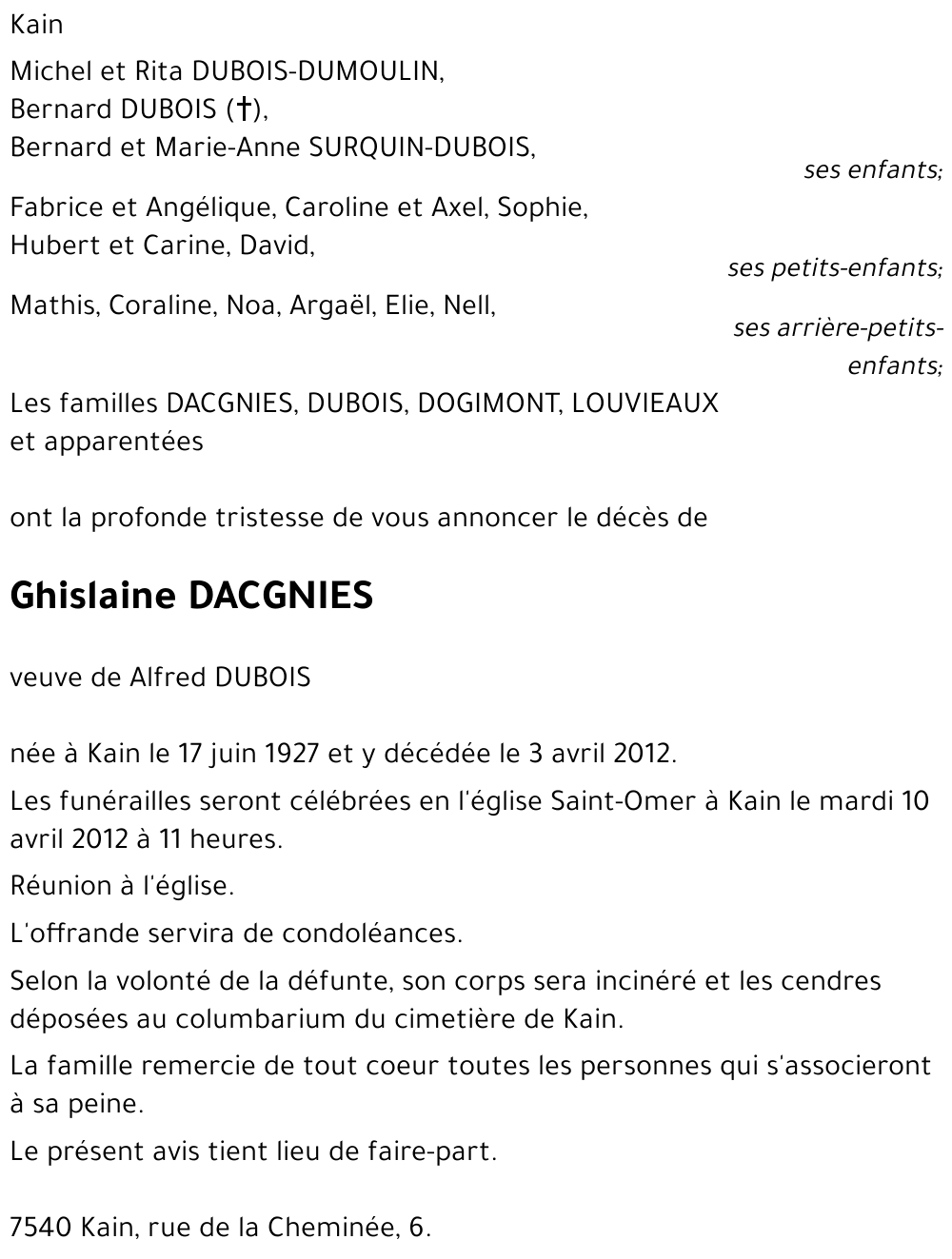 Ghislaine DACGNIES