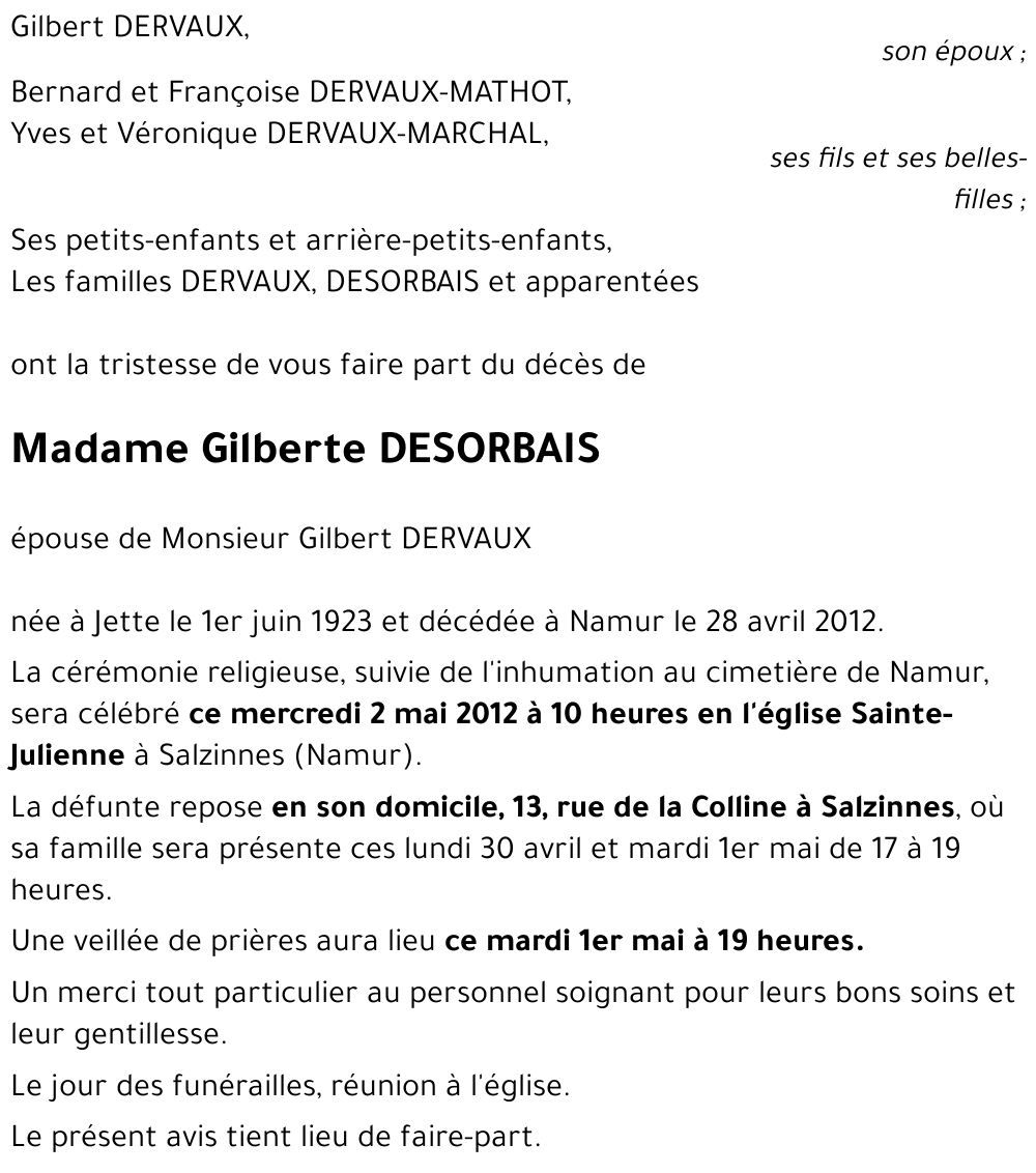 Gilberte DESORBAIS