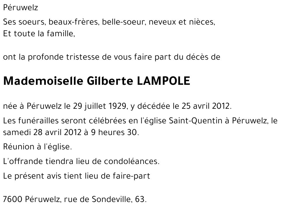 Gilberte LAMPOLE