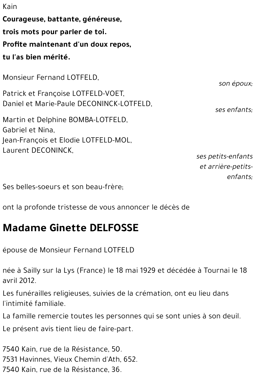 Ginette DELFOSSE