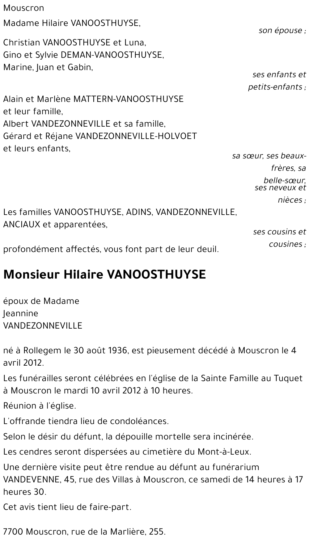 Hilaire VANOOSTHUYSE