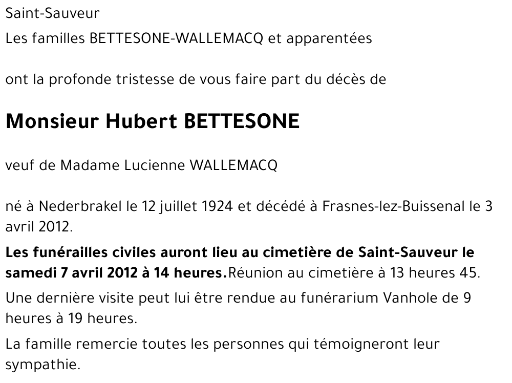 Hubert BETTESONE