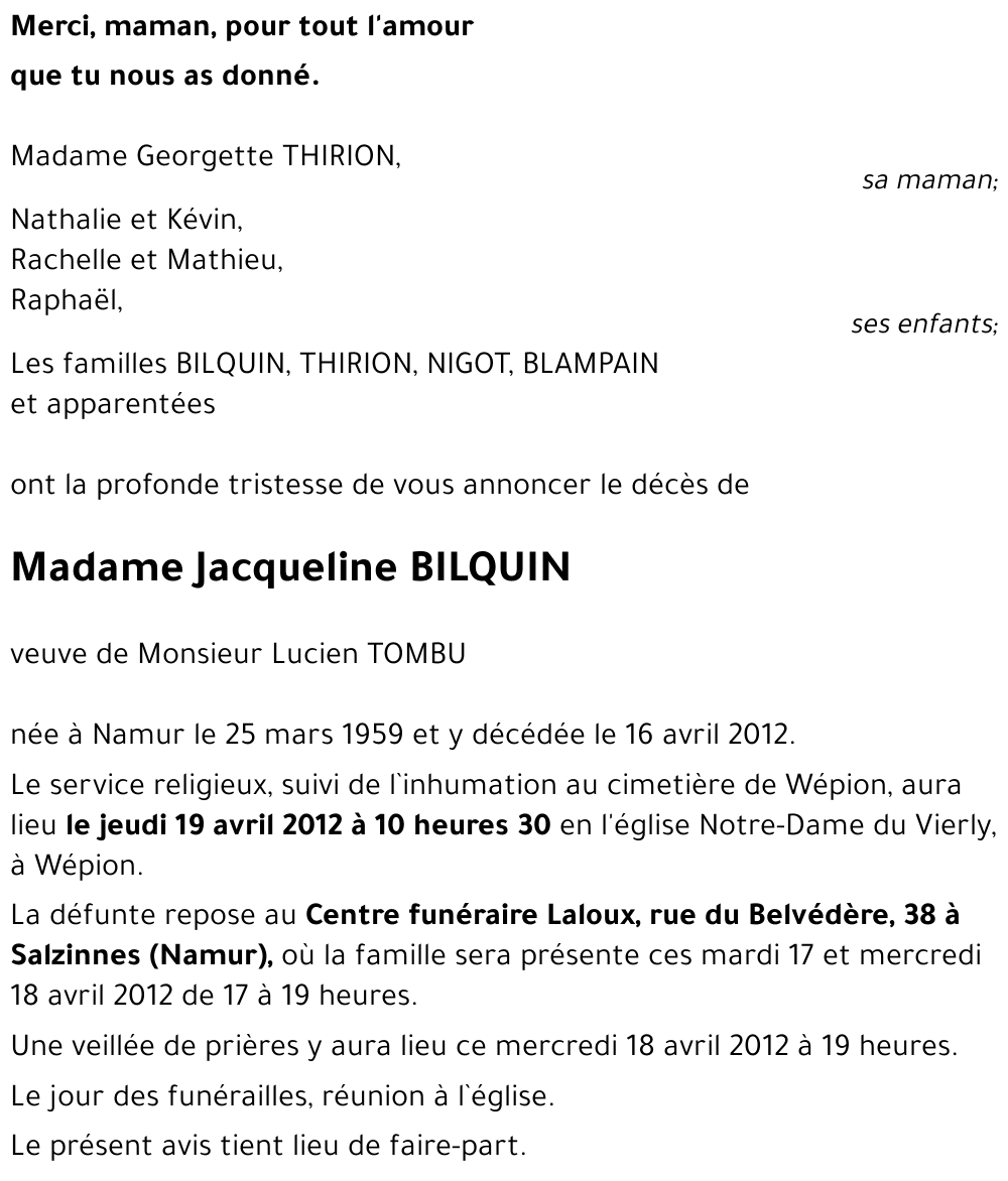 Jacqueline BILQUIN