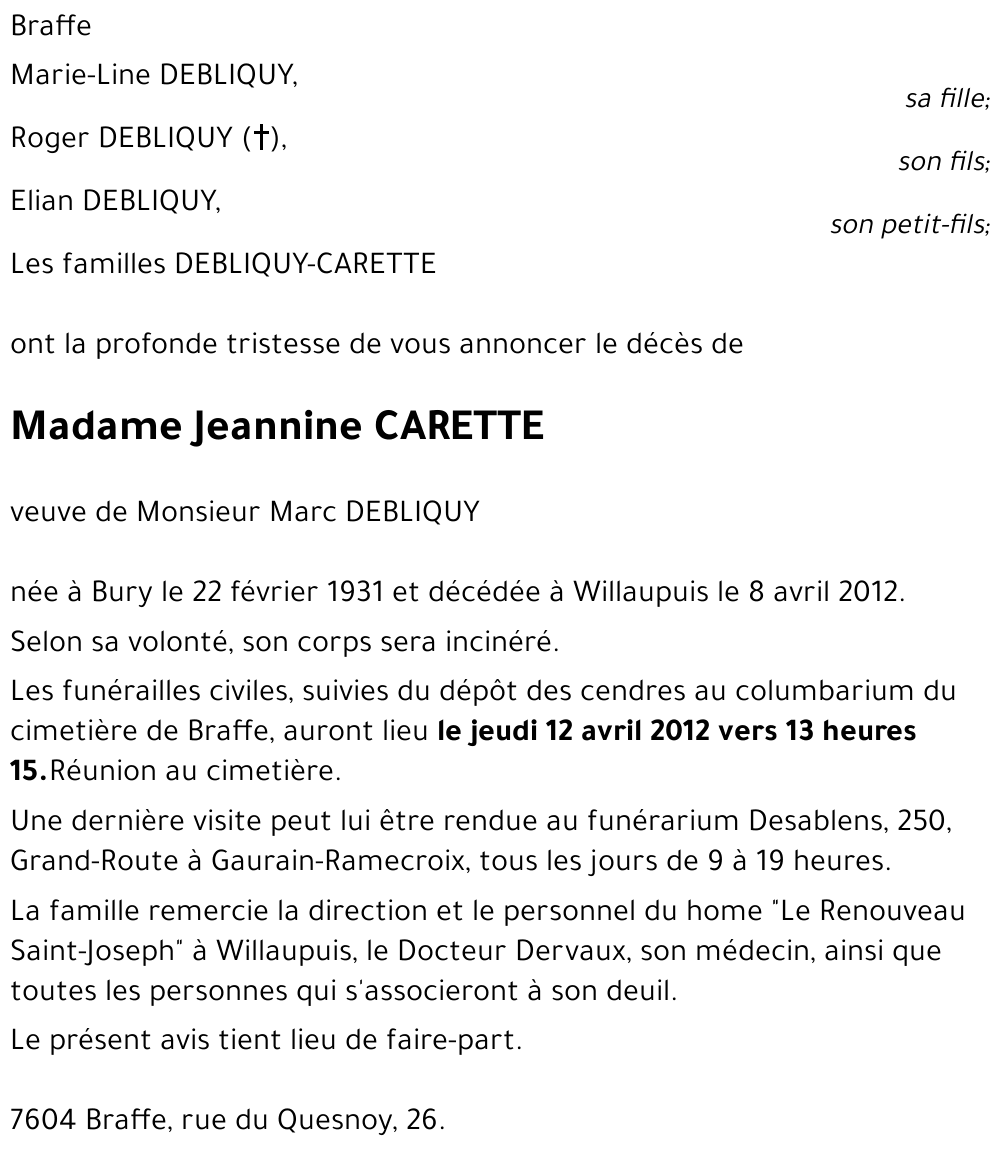 Jeannine CARETTE