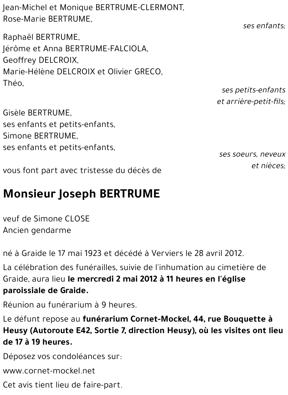 Joseph BERTRUME