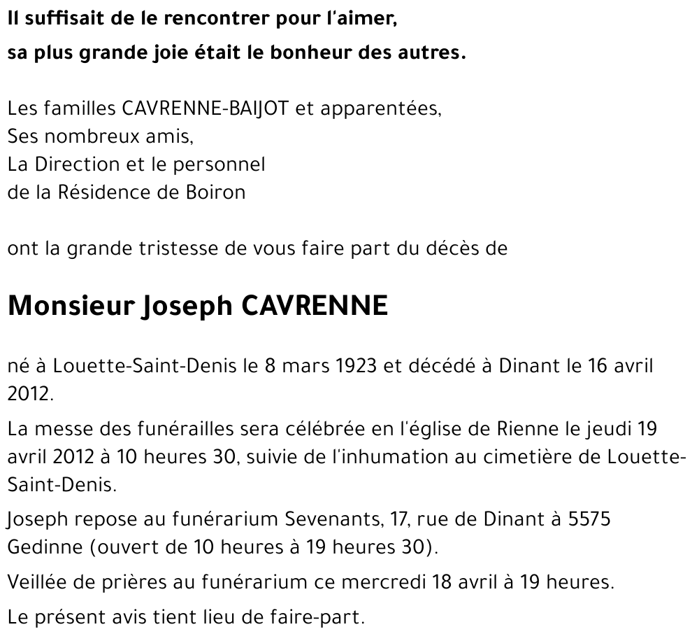 Joseph CAVRENNE