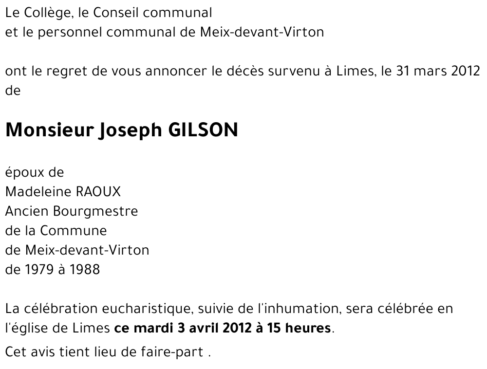 Joseph GILSON